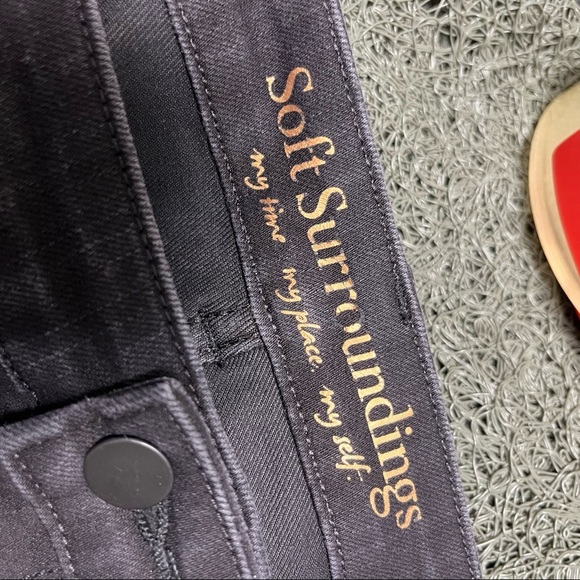 Soft Surroundings Black Slim Leg Pom Pom Hem Jeans - Picture 3 of 6